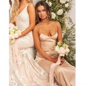 Show me your mumu bridesmaid dress champagne lux satin